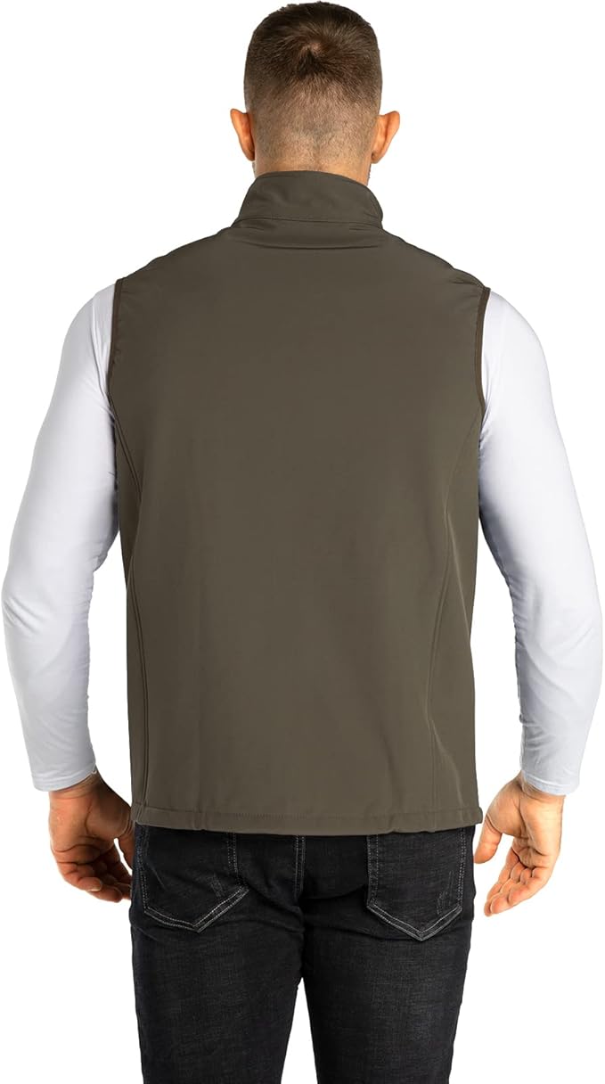 33,000ft Men's Lightweight Softshell Vest Outerwear Zip Up Fleece Lined Windproof Sleeveless Jacket for Golf Running Hiking