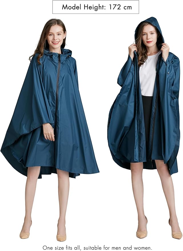 ANYOO Waterproof Rain Poncho Lightweight Reusable Hiking Hooded Coat Jacket for Outdoor Activities
