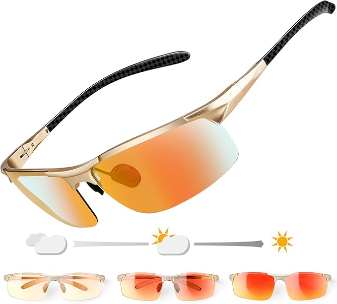 BIRCEN Polarized Carbon-Fiber Sunglasses for Men: Ultralight UV Protection Sun Glasses for Outdoor Sports Fishing Golf Hiking