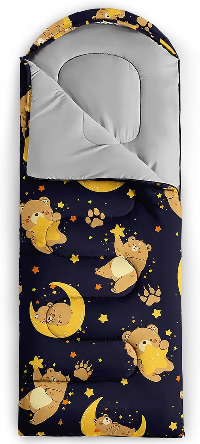 AILONEN Pink Lovely Rabbit Sleeping Bag for Girls Kids Adults,Warm and Cool Weather,Lightweight,Waterproof Backpacking,Cartoon Flowers Printed Bunny Sleeping Bag for Camping
