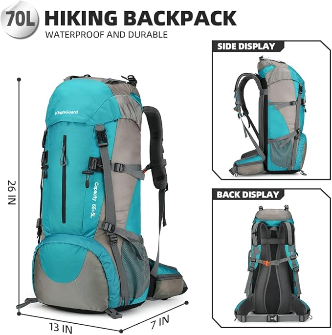 70L Hiking Backpack with Rain Cover Lightweight Travel Backpack Waterproof Camping Backpack