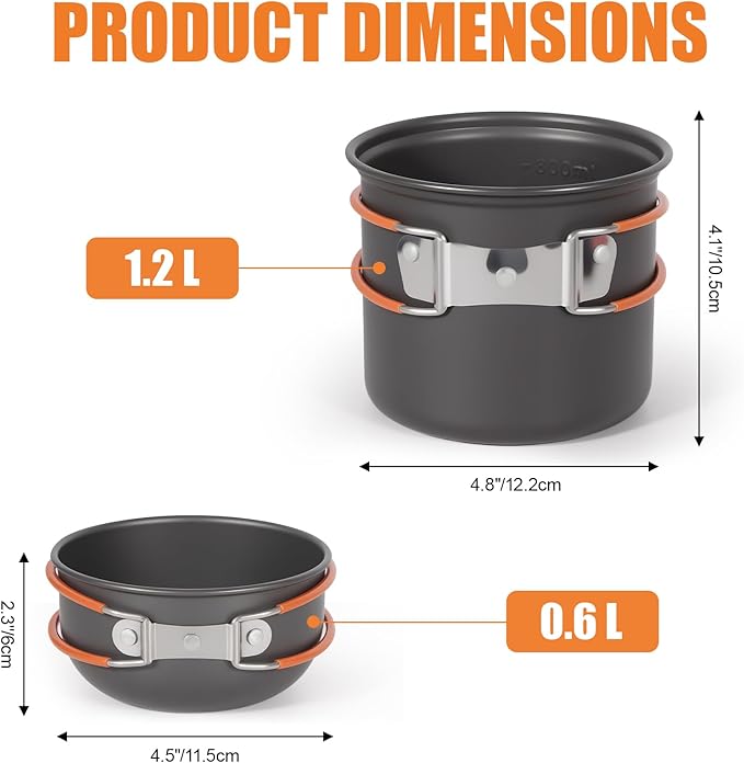 REDCAMP Stainless Steel Camping Mess Kit, Camping Dishes Set for 4, Camp Plate Set with Bowls Plates Cups Forks Spoons, for Backpacking, Outdoor Backpacking Hiking and Picnic