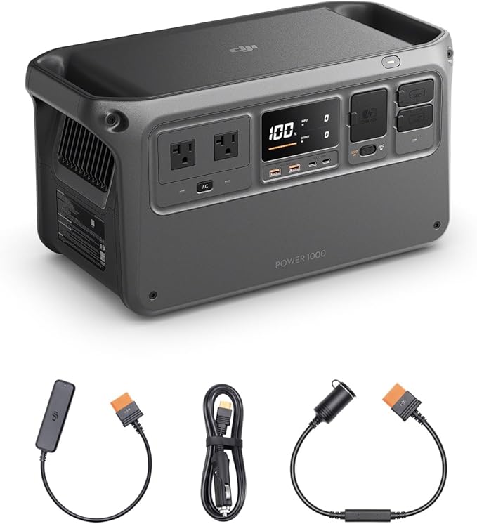 DJI Power 1000 Car Power Combo, 1024Wh Car Power Combo with Car Power Outlet to SDC Power Cable and SDC to Car Charger Plug Power Cable, LFP Cell, 2200W Stable Output, Generator for Road Trips