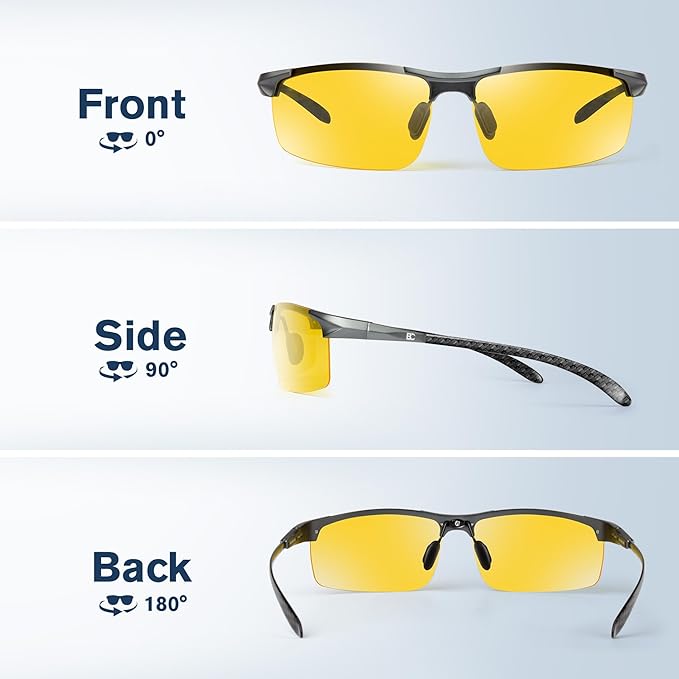 BIRCEN Polarized Carbon-Fiber Sunglasses for Men: Ultralight UV Protection Sun Glasses for Outdoor Sports Fishing Golf Hiking