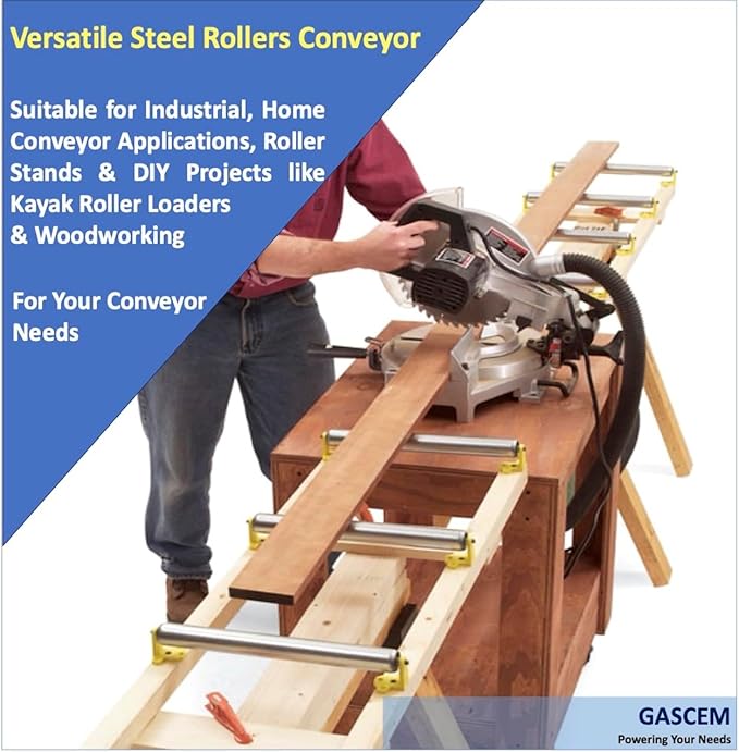 Long Roller with Bracket Set | 16" Length, 1.5" Diameter | Galvanized Steel | Versatile Support for Roller Stands, Woodworking, and Conveyors | Pack of 2