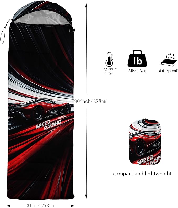 Print sleeping bag,sleeping bags,Outdoor Camping Sleeping Bag,Suitable For Children Boys And Girls Portable,Waterproof,Compact And Lightweight,Great For Outdoor Camping,Backpacking And Hiking