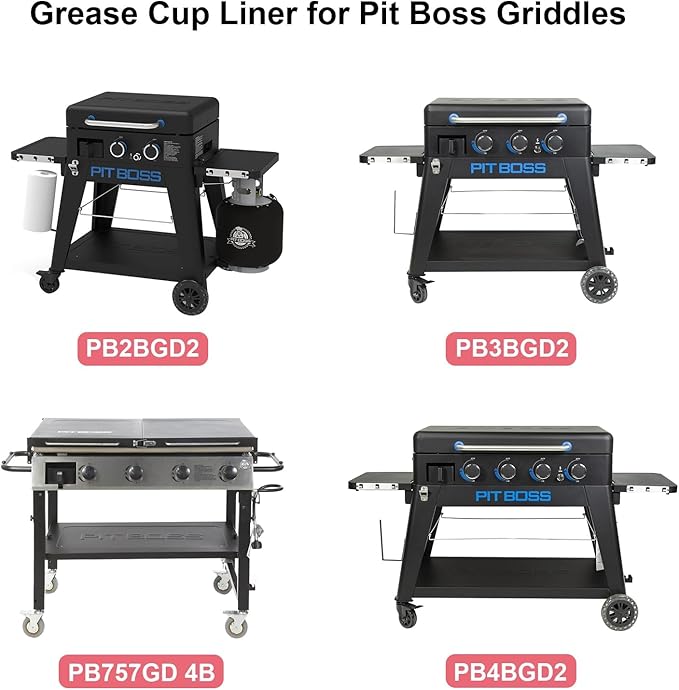 Grill Grease Cup Catcher with 10-Pack Aluminum Drip Pans Liners for Pit Boss 2/3/4 Burner Gas Griddles, Drip Tary & Disposable Liners Fit for Blue Rhino Razor GGC1643M GGC1643L GGC2241L Grill