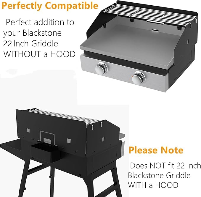 22 Inch Griddle Wind Guard/Wind Screen and Warming Rack for Blackstone 22 Inch Griddle Accessories Kit for Blackstone (For 22")