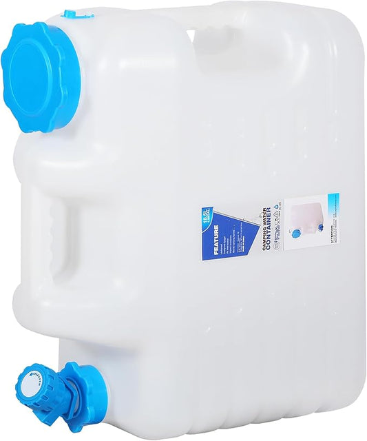 RedSwing 4.9 Gallon/18.5L Portable Water Container with Spigot, Water Storage Carrier for Camping Outdoor Hiking Backpacking, BPA Free, White