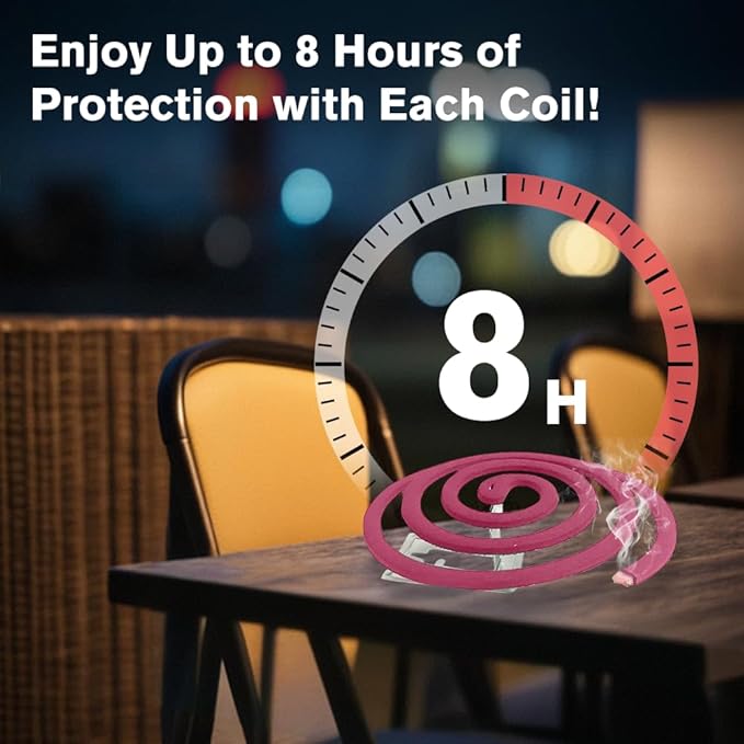24 Mosquito Coils with 6 Metal Stands, 6-8 Hours/Burn Mosquito Repellent Outdoor Patio, Garden, Camping & Backyard Mosquitoes Repelling, Natural Mosquito Repellent Coils Safe for Kids & Pets