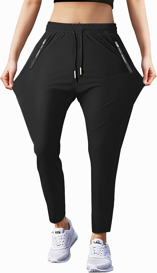 Women's Outdoor Hiking Pants Lightweight Comfortable Breathable Quick Dry Stretchy Running Athletic Pants with Zipper Pocket