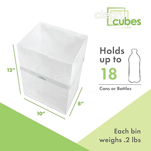 4 Gallon Disposable Pop-Up Trash Cans (6-Pack) with Fitted Bags – Foldable Garbage & Recycling Bins for Parties, Events & Kitchen (White, 12" H x 10" W x 8" D)