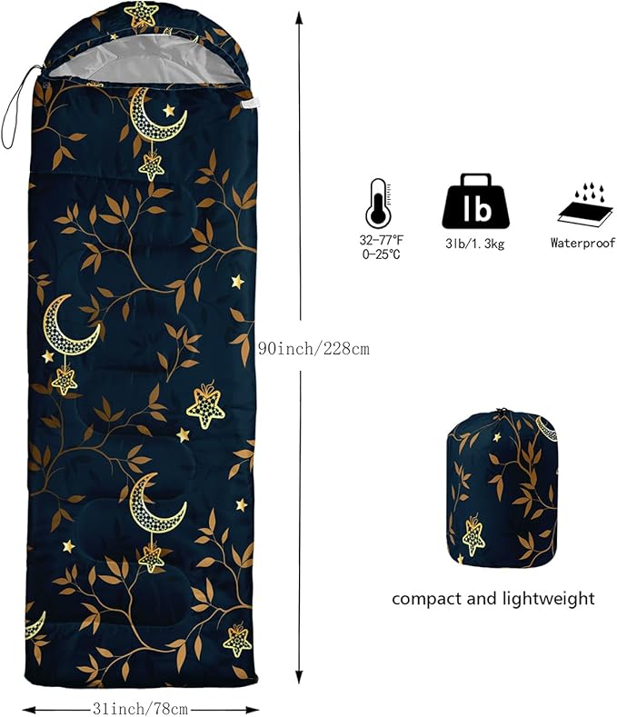 AILONEN Outer Space Astronaut Camping Sleeping Bags,Lightweight & Waterproof,3 Season Warm & Cool Weather,Cartoon Sleeping Bags for Kids,Boys Girls Travelling,Outdoors