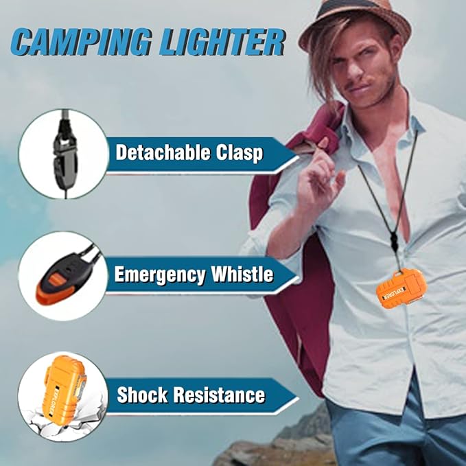 Torch 2 Pack Windproof Outdoor Gas Lighter - Adjustable Jet Flame, Fireplace, Fireworks, Grill, Camping, BBQ - Gifts for Men (Orange+Camo) (Without Butane)