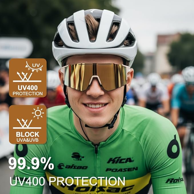 OULAIQI Cycling Sunglasses Polarized Sunglasses for Cycling Men Women with 1 Lens or 3 Interchangeable Lens Baseball Glasses