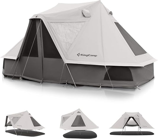 KingCamp Canvas Bell Yurt Tents, 4 Seasons Large Waterproof & Windproof Luxury Glamping Tent w/Stove Jack for Family Outdoor Camping, Hunting, Parties