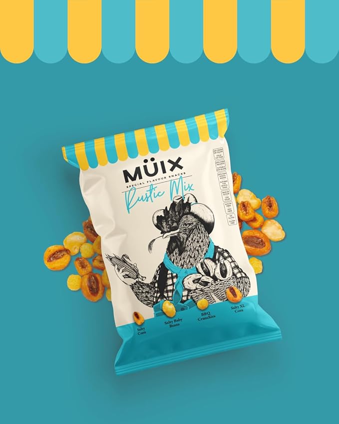 Müix Snacks, Special Flavor Trail Mix, Rustic Mix, Mix Snacks (Salty Corn, Salty Baby Beans, BBQ Crunchies, Salty XL Corn) - 2.3 Ounce Bags (Pack of 16 Bags)
