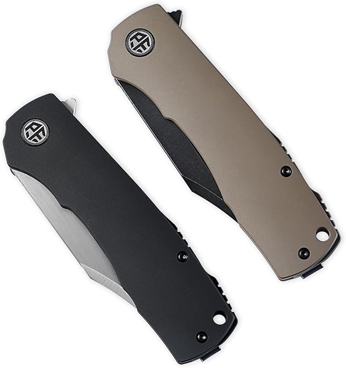 Petrified fish PFP03 Victor,3.58" K110 Satin Blade,140g Micarta Handel Flipper Liner lock Folding knife (Blue Satin)