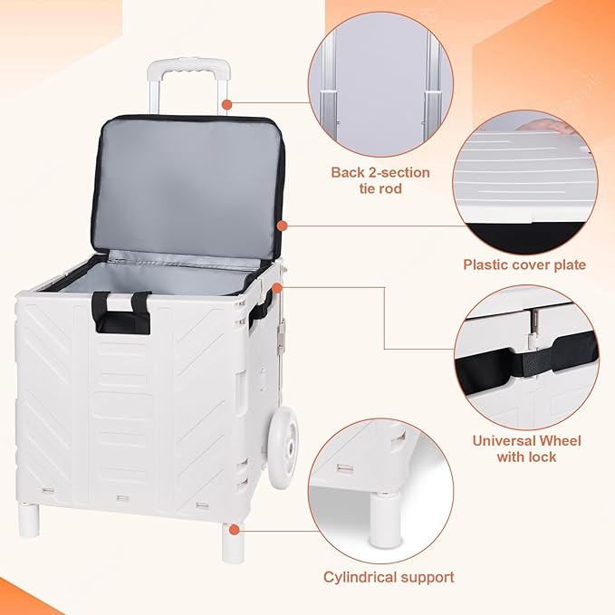 Cooler Bag Wheeled,Large Insulated Rolling Cooler Collapsible Leakproof Portable Hard Framed Ice Packs for Camping Picnic Beach Travel