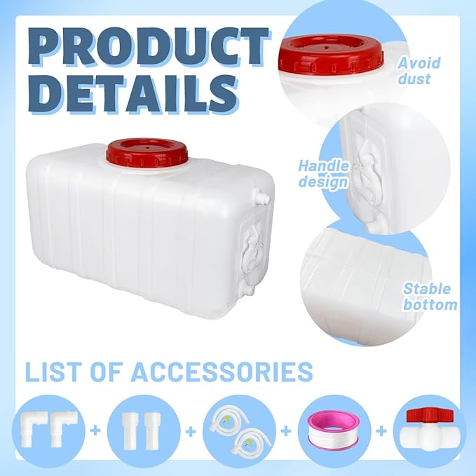 13.2 Gallon Potable Water Storage Containers Long Term,Water Tank with Spout Kit,Portable Water Storage Barrel for Outdoor Camping,Picnicking, RV and Household Water Use