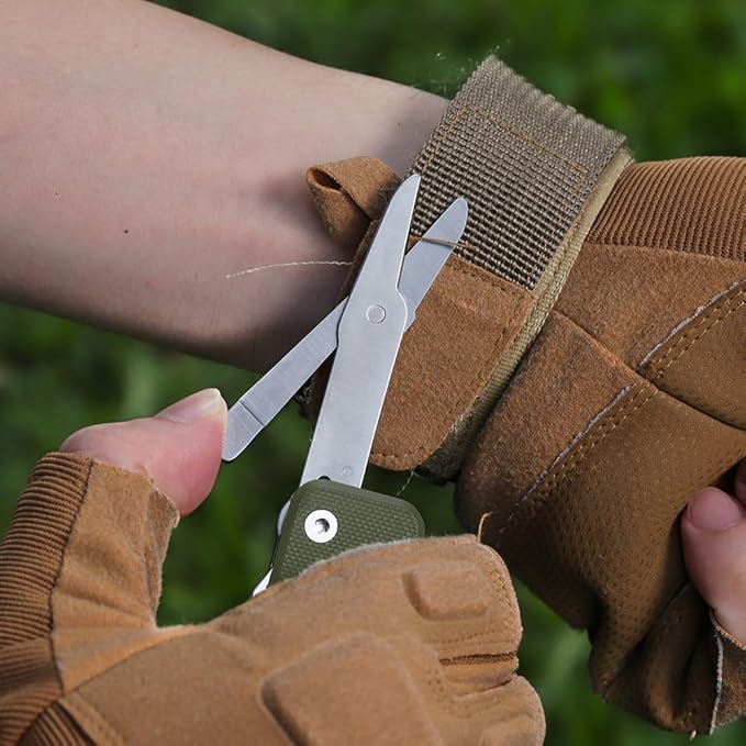 ROXON S503G 9 in 1 Mini Multi Tool EDC Pocket Knife Multitool with G10 Handle,Scissors,Screwdriver,Threader,Awl, Flat Screwdriver,Ruler,Tweezers for Outdoors Fishing Camping,Gifts for Men (Green)