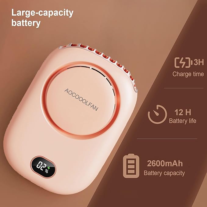 Portable Neck Fan, Mini Small Personal Handheld Fan USB Rechargeable 3 Speed for Girls Boys Woman Eyelash Travel Home Office Outdoor (Pink)