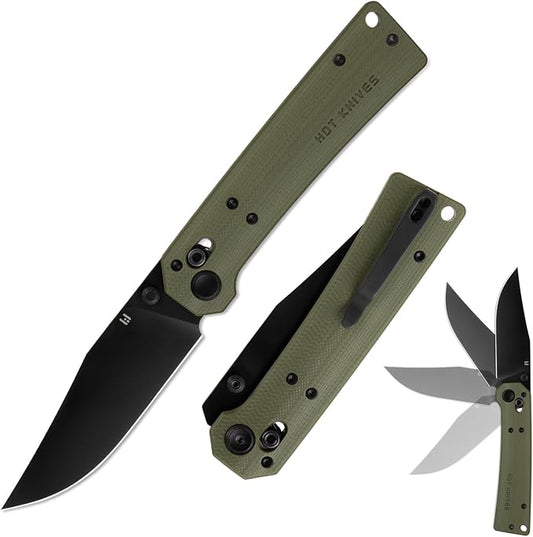 Pathwright Folding Pocket Knife, 3.54" 14C28N Blade and G10 Handle with Axis Lock, Everydaycarry Knives for Outdoor Indoor Pocket Knife with Pocket Clip for Men Women OD Green