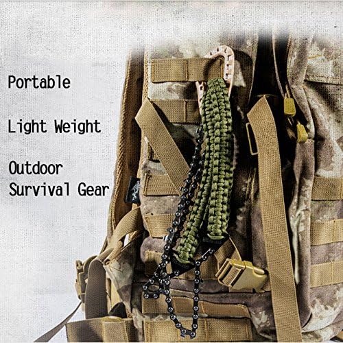 Pocket Chainsaw with Paracord Handle 24 Inches 11 Teeth Folding Chain Hand Saw Fast Wood & Tree Cutting Emergency Survival Gear Best for Camping Backpacking Hiking Hunting
