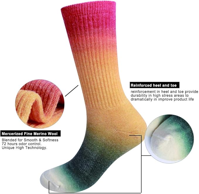 EnerWear 4 Pack Women's Merino Wool Outdoor Hiking Trail Crew Sock