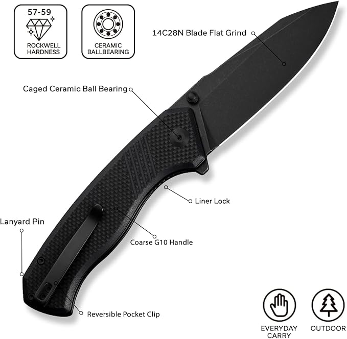 CIVIVI Placoid Pocket Knife for EDC, Folding Knife with 3.67" 14C28N Blade G-10 Handle For Men Women Gift C23079-1