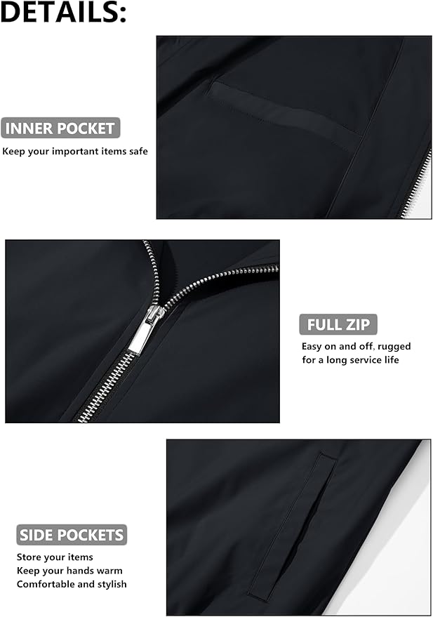 MAGCOMSEN Men's Bomber Jacket Lightweight Casual Zip Up Windbreaker Spring Fall Golf Coat with Pockets