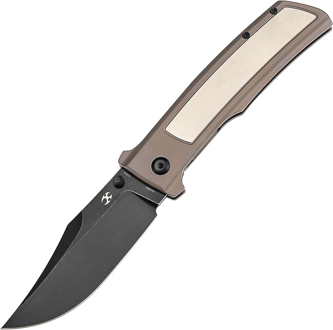 KANSEPT Bison Pocket Folding Knife, 4.25'' Blackwash CPM S35VN Steel Sharp Blade, Bronze Anodized Durable Two-Tone Titanium Handle, Frame Lock and Thumb Stud for Edc, Camping Hiking Knives K1108B3