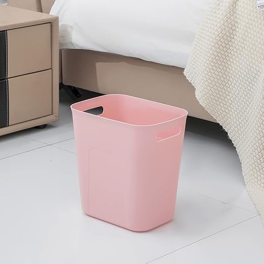 UUJOLY Plastic Small Trash Can Wastebasket, Garbage Container Basket for Bathrooms, Laundry Room, Kitchens, Offices, Kids Rooms, Dorms, 3.5 Gallon, Pink, 2 Pack