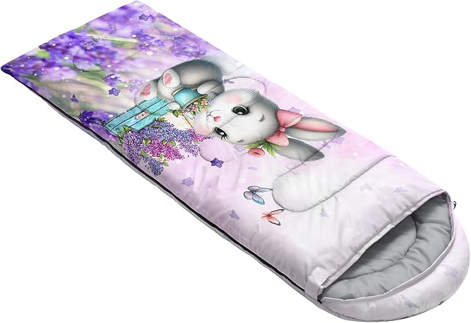 AILONEN Girls Pink Camping Sleeping Bags,Lightweight & Waterproof,3 Season Warm & Cool Weather,Cute Bow Duck Print Sleeping Bags for Kids,Girls,Adults Travelling,Outdoors