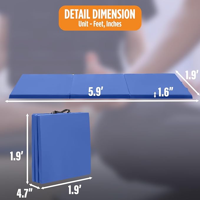 Gymnastics Mats Foldable Tumbling Mats Portable Gymnastics Exercise Mat 2'x6'/2.5'x6.4'/4'x6'/4'x8'/4'x10'/ Gymnastics Tumbling Mats Pad Home Exercise Panel Mat With Carrying Handles