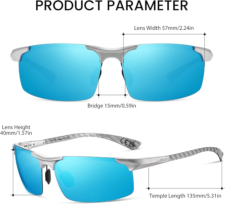 DUCO Mens Sunglasses Polarized Sports Fishing Running Driving Carbon Fiber Sunglasses for Men UV400 Protection DC8277