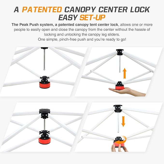 EAGLE PEAK Pop Up Canopy Tent with 1 Sidewall, Easy Setup Event Tent, Outdoor Sun Shade, Wheeled Carry Bag, Stakes and Guy Ropes, Instant Canopy 10x10, Flame