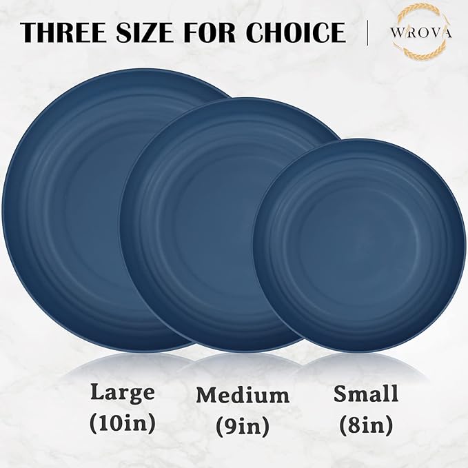Wheat Straw Plates - 10 Inch Unbreakable Dinner Plates Set of 8 - Dishwasher & Microwave Safe Plastic Plates Reusable - Lightweight Plates for kitchen,camping (Colorful Series)