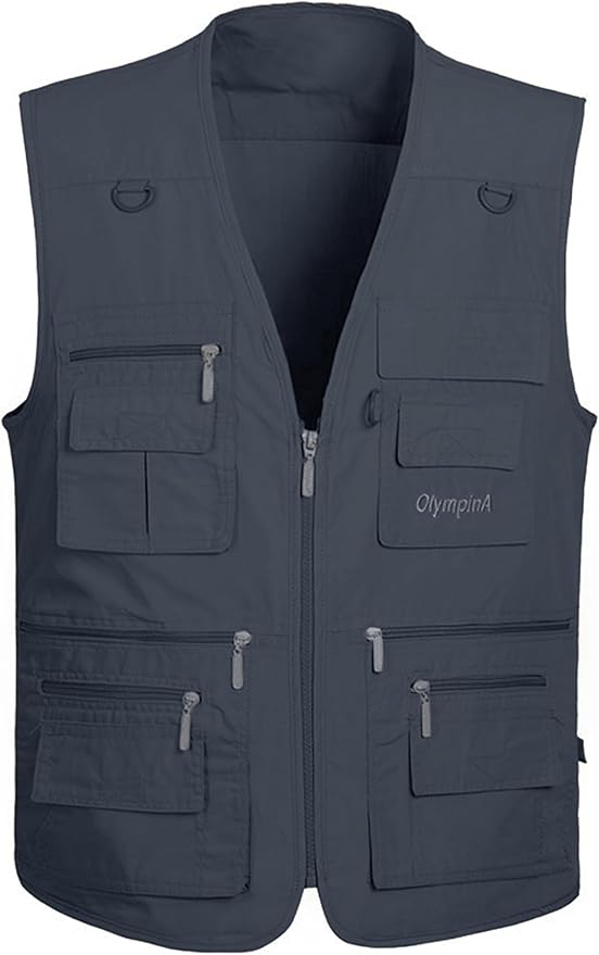 Lentta Men's Fishing Vest Summer Outdoor Lightweight Work Photo Vest 16 Pockets