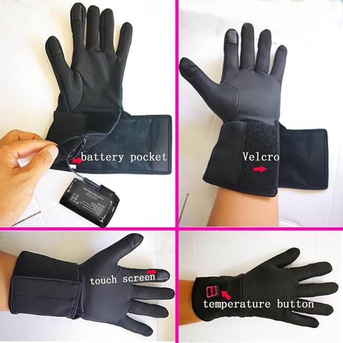 Rechargeable Battery Electric Heated Gloves for Arthritis Hands, Ultrathin Hand Warmer Motorcycle or Bicycle Riding Skiing Fishing Gloves Screen Touchable