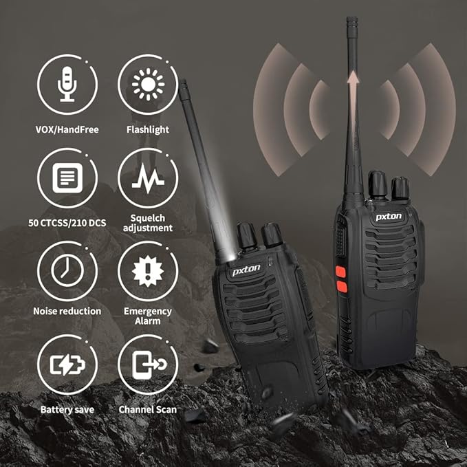 PX-8S-01 walkie talkies for Adults with Upgraded Headset,Handheld Portable Two Way radios Long Range Include Rechargeable walkie Talkie Li-ion Battery and USB Charger(2 Pack)