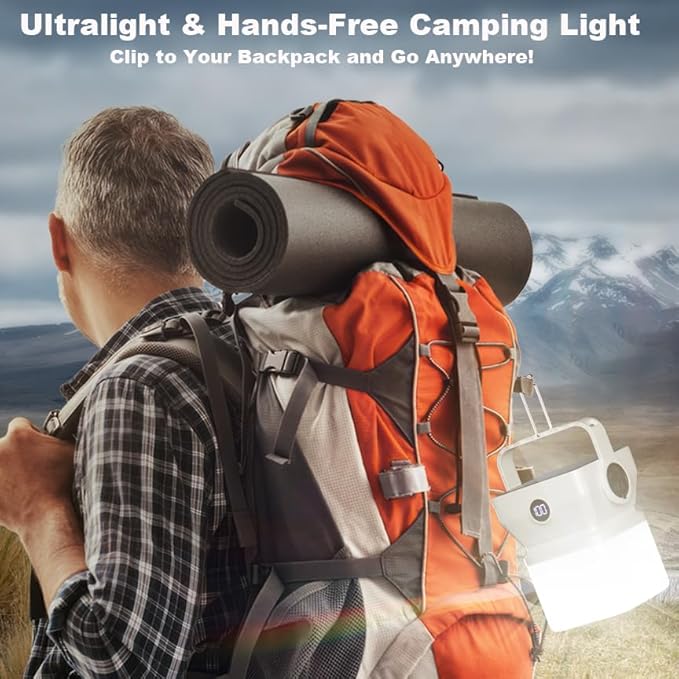 V.C Formark Camping Lantern Solar Powered Portable with Battery% Display, 1000LM Bright, USB-C/Solar Charging, for Outdoor Emergency, Hiking, Power Outage