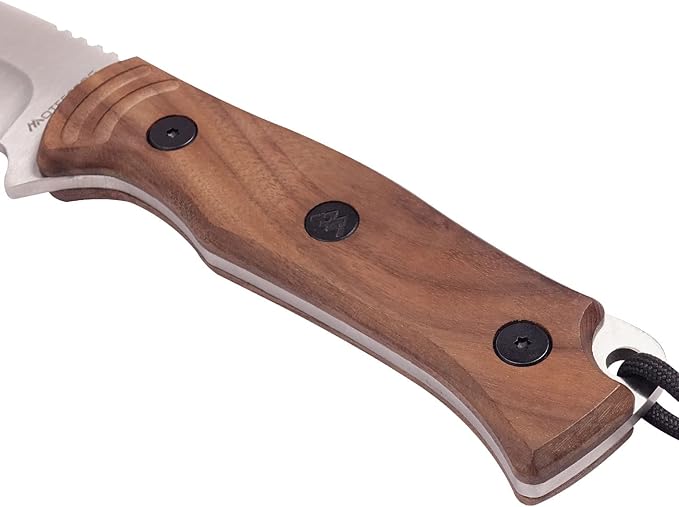 Bushcraft Knife Full Tang Fixed Blade Knife with Non-Slip Wooden Handle Sheath for Camping, Hiking, Outdoor, Gift