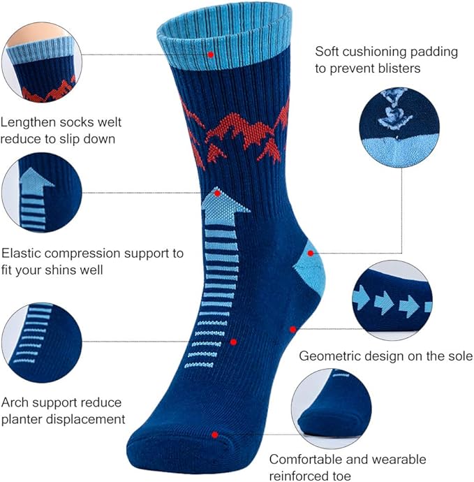 Time May Tell Mens Hiking Socks Moisture Wicking Cushion Crew Socks for Terkking,Outdoor Sports,Performance 2/4 Pack