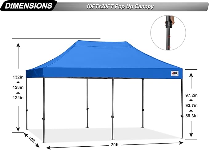 ABCCANOPY Patio Pop Up Canopy Tent 10x20 Commercial-Series(Blue)
