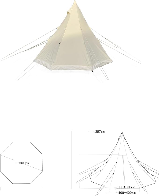 4 Season 9.85ft Tent,Ideal for Family Camping, Hiking,Canvas Tent with Aluminum Pole. Support Camouflage Fabric Customization
