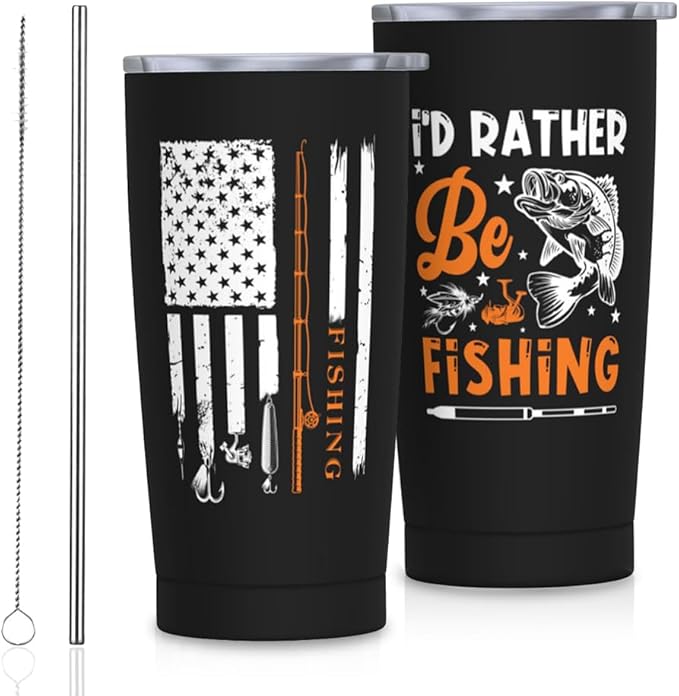 Fishing Gifts for Men, Fishing Tumbler 20oz, Fisherman Gifts Stainless Steel Coffee Travel Mug, Gift for Men Who Love Fish Coffee Cup, Bass Fly Fishings Gift for Husband/Dad/Boyfriend/Grandpa