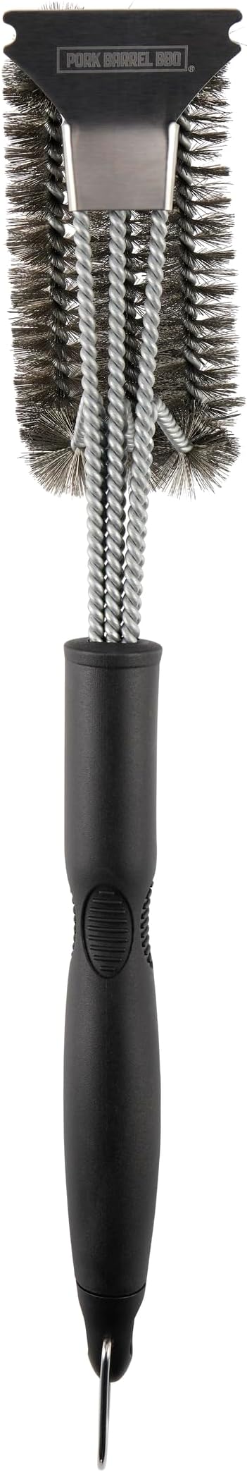 Pork Barrel BBQ Cast Iron Expert Grill Brush Grate Scrubber and Scraper - Safe Stainless Steel Heavy Duty Grill Accessories for Grill Cleaning