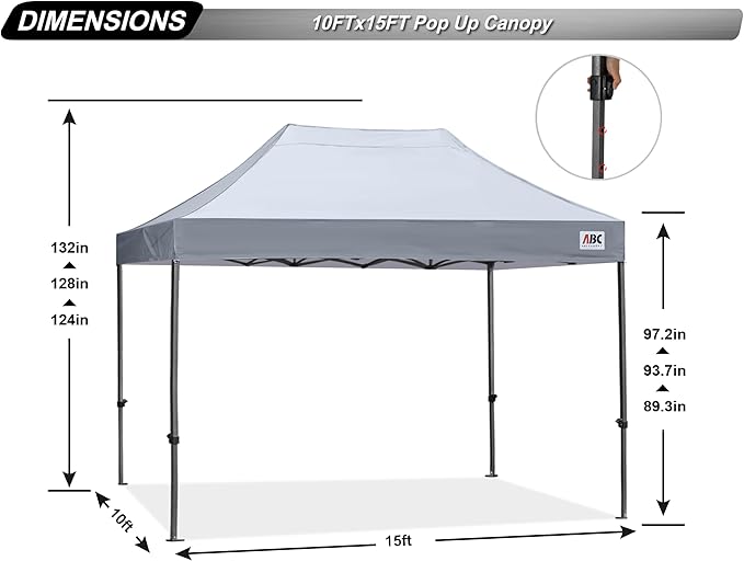 ABCCANOPY Patio Pop Up Canopy Tent 10x15 Commercial-Series (Gray)