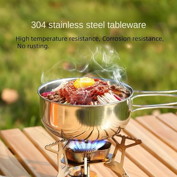Camping Mess Kit for 1-2 Person, 8 Pcs Camping Utensils Set with 304 Stainless Steel, Your Go-to Travel Cutlery Set for Picnics, Hiking & Outdoor Getaways.